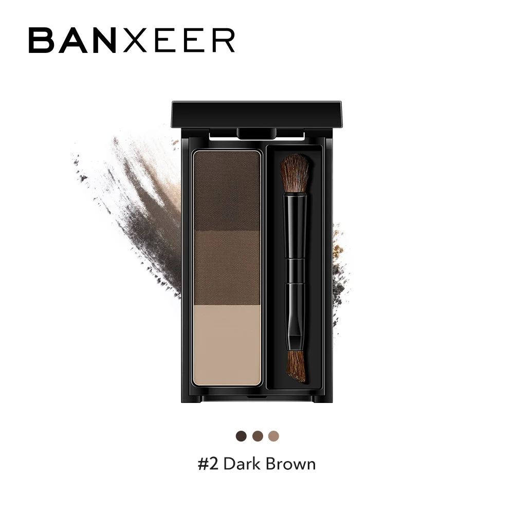BANXEER 3 Цвета Палитра для бровей пудра для бровей натуральная Стойкая подводка для глаз бровей Татуировка для бровей черная коричневая Палитра для бровей - Цвет: 2