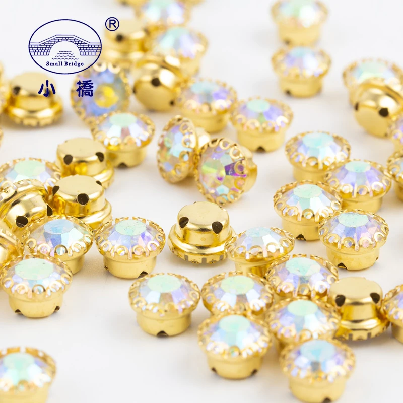 

Gold Bottom AB Crystal Sew On Rhinestone Flatback Rhinestones With Claw Loose Glass Rhinestones For Clothing 50PCS S148