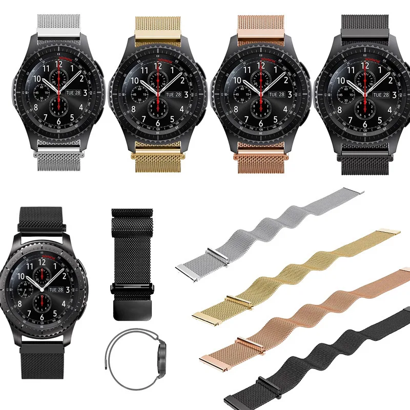 WA128 Ремешки для наручных часов из нержавеющей стали Gear S3 Frontier ремешок Миланский