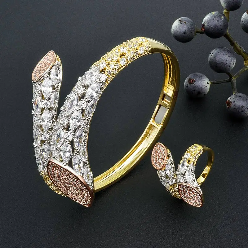 Женский набор колец ModemAngel из меди и фианита класса ААА вечерние свадебные