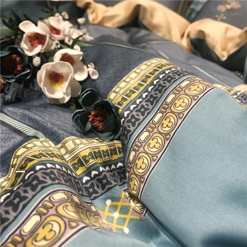 4 шт. Комплект постельного белья из египетского хлопка с наволочкой | Дом и сад