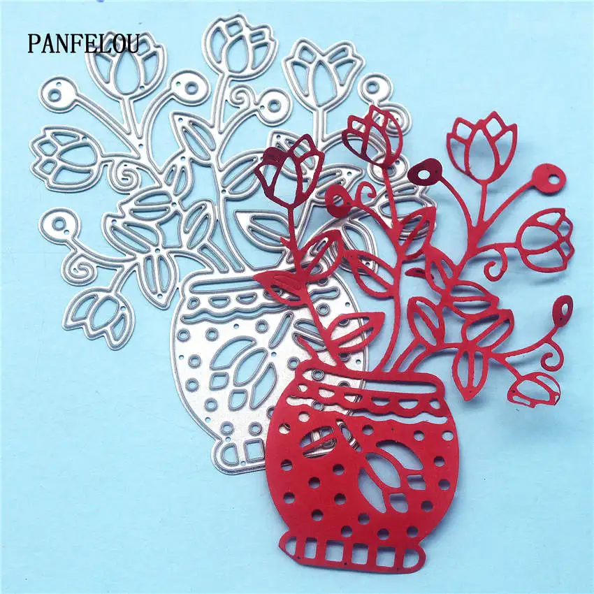 PANFELOU металлическая поделка Сияющий цветочный горшок бумажные высекальные