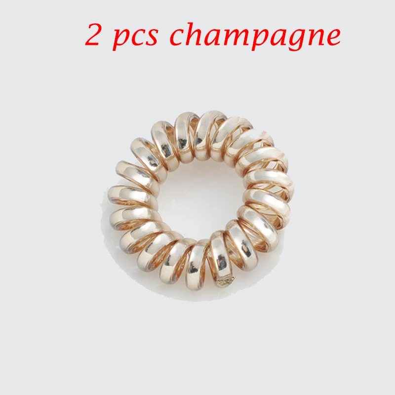 2pcs champagne Генные эластичные резинки для волос, резинки для волос, головные уборы, спиральная форма, конский хвост, резинки для волос, веревка для волос, телефонный провод волосы, аксессуары - Цвет: 2pcs champagne