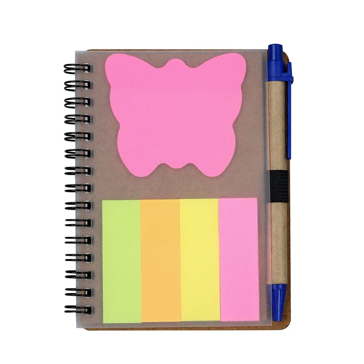 

1PC Gifts Stationery Kraft Paper Diary Creative Note Coil Notepad with pen Simple Notebooks Sticky Notes supplies PH100
