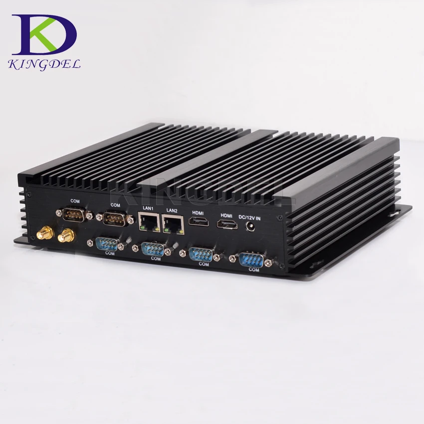 Kingdel безвентиляторный промышленный мини ПК Win10 Core i7 i5 i3 2 * Intel Gigabit Lans 6 RS232 8 USB микро