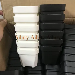 40 шт.лот, оптовая продажа, белыйчерный небольшой Экстра толстый мелкий пластиковый квадратный умывальник, домашний садовый пластиковый цветочный горшок, миска для мяса