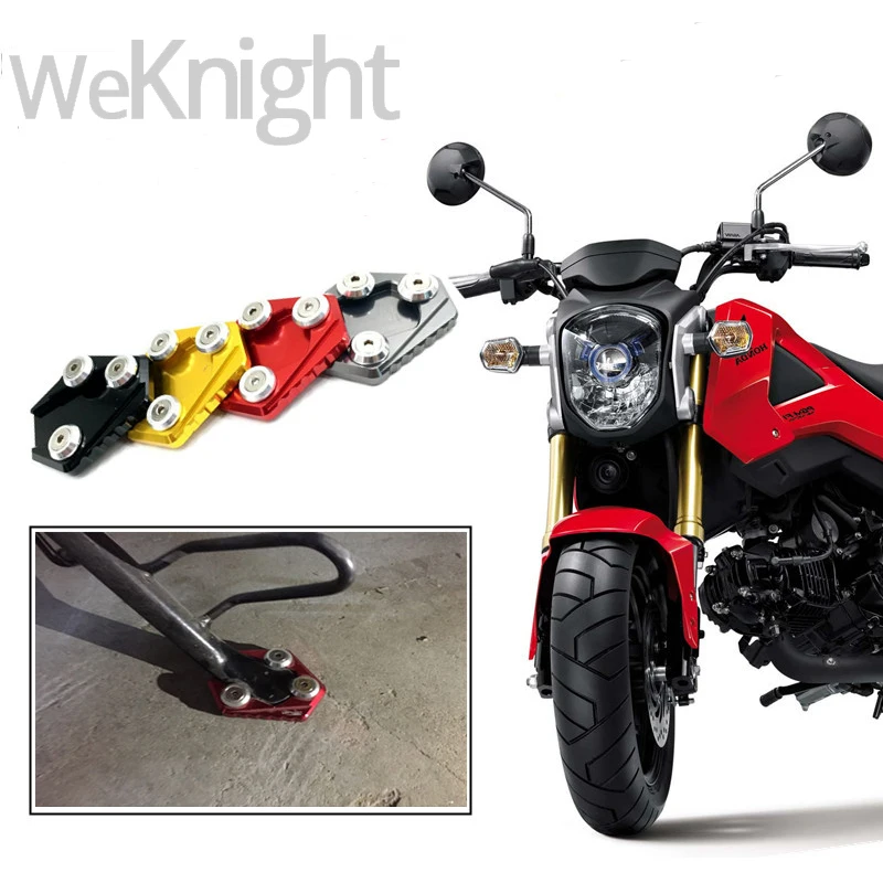 Motorcycle parts CNC Aluminum Side Stand Enlarge Kickstand Extension Plate Pad for Honda GROM MSX125 MSX 125 2014-2015 | Автомобили и