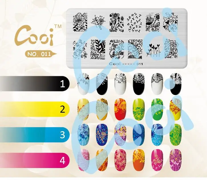 Cooi 011 Пластина для штамповки ногтей 6*12 см прямоугольная сталь металл pochoir ongle пластины для штамповки ногтей инструмент краски скребок шаблон изображения плесень - Цвет: Cooi 011