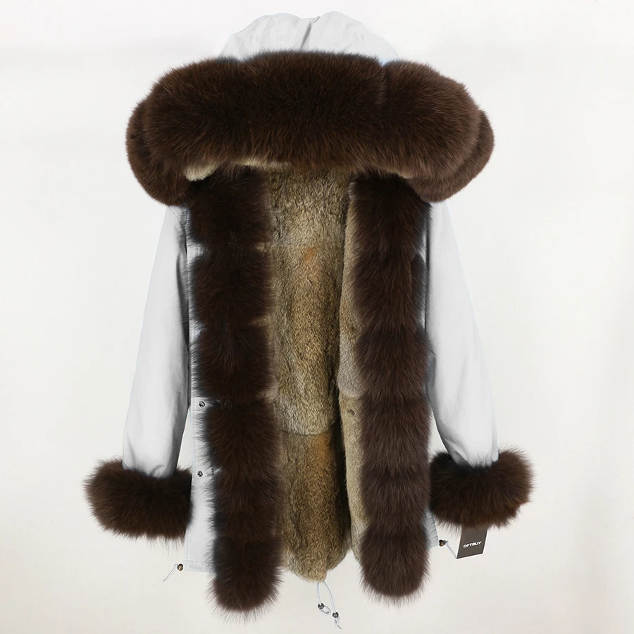 OFTBUY, зимняя женская куртка, длинная парка, Воротник из натурального Лисьего меха, капюшон, подкладка из натурального кроличьего меха, Толстая теплая парка, уличная Роскошная - Цвет: 20