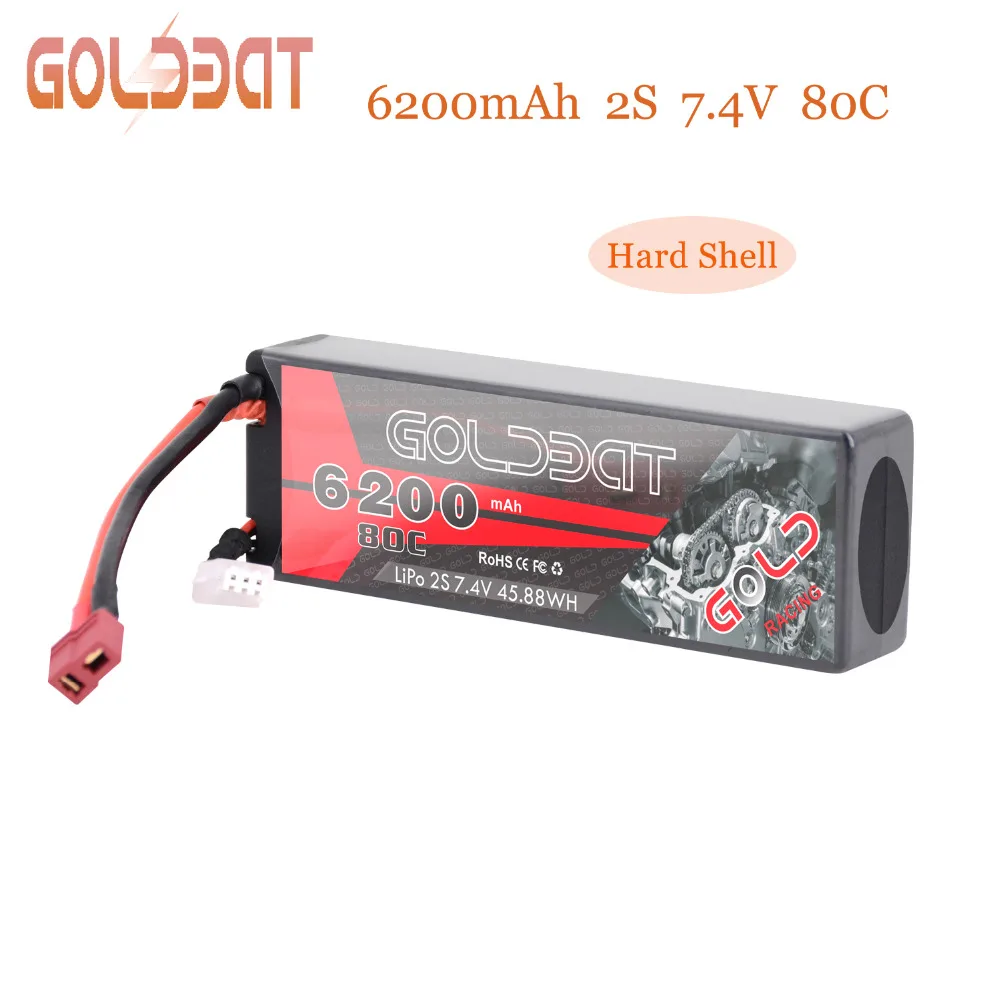 GOLDBAT 2S RC батарея Lipo Drone Lipo батарея 7,4 V 80C 6200mAh упаковка с Deans Разъем для RC автомобиль грузовик вертолет БПЛА FPV гоночный