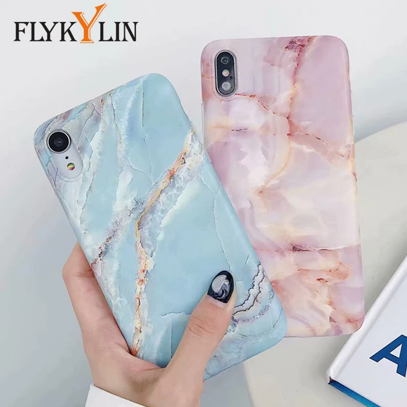 FLYKYLIN мраморный чехол для iphone XS чехлы XR 6S 6 7 8 Plus на Max задняя крышка карамельный