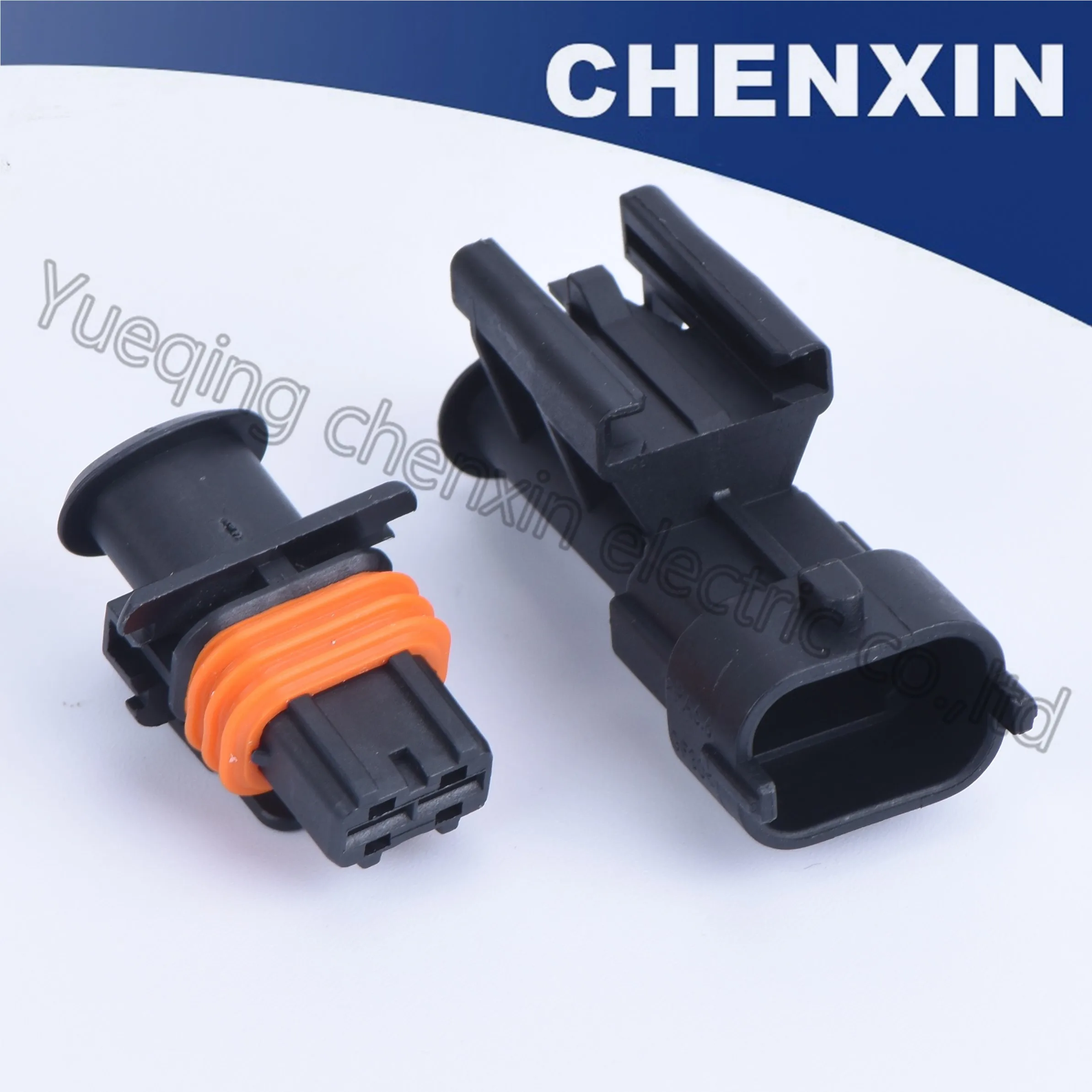 Черный 2-контактный автомобильный водонепроницаемый разъем пластиковый провод