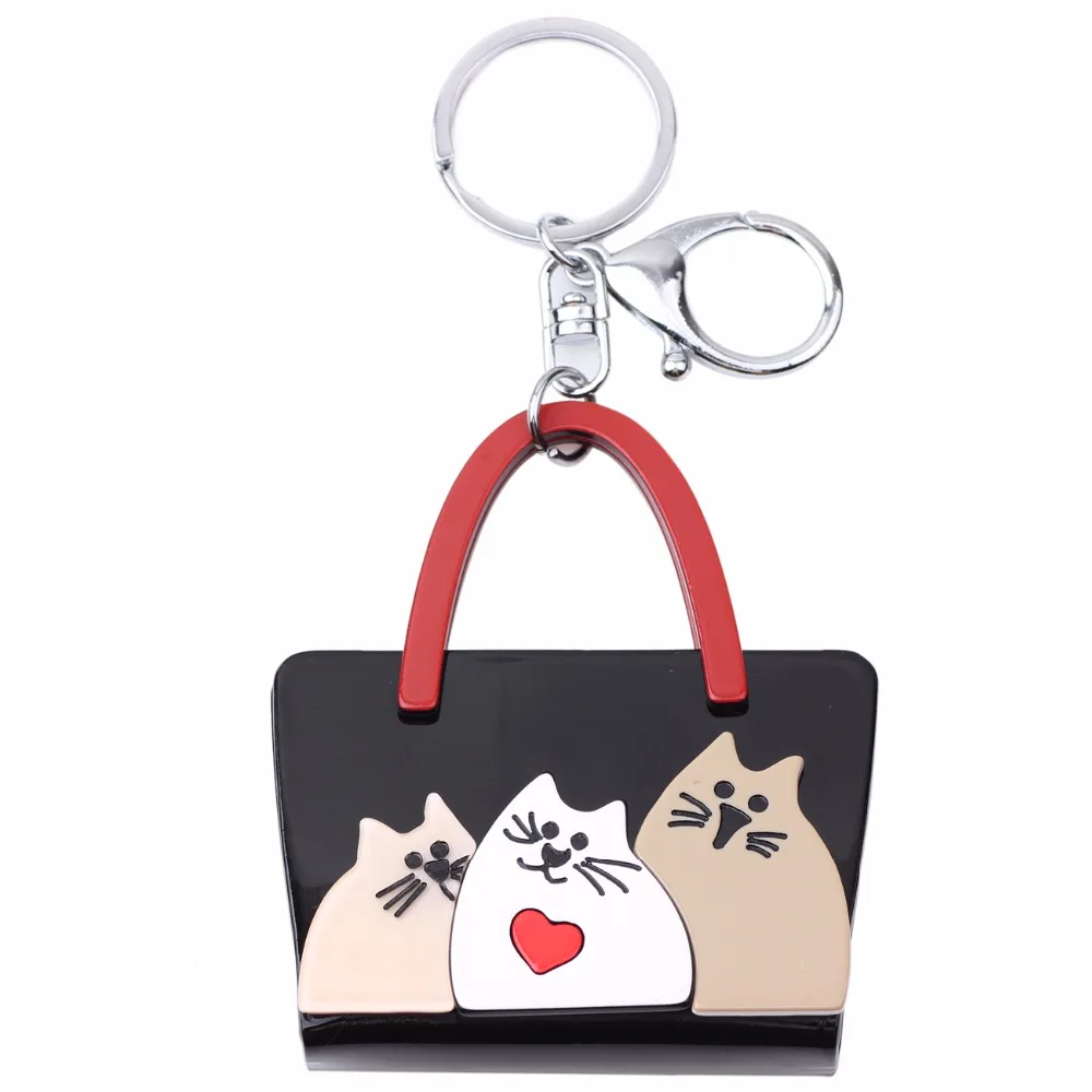 Бонсни Акриловая сумка с котенком на цепочке для ключей.