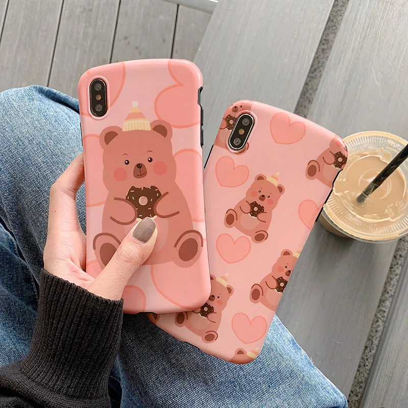 Розовый в форме сердца медведь печенье iphoneX мобильного телефона чехол iphoneXs Max