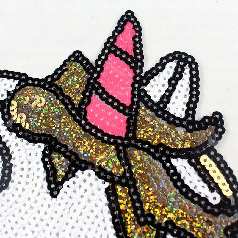 1 шт. цвета: золотистый единорог нашивки с блестками для детей одежда длинными