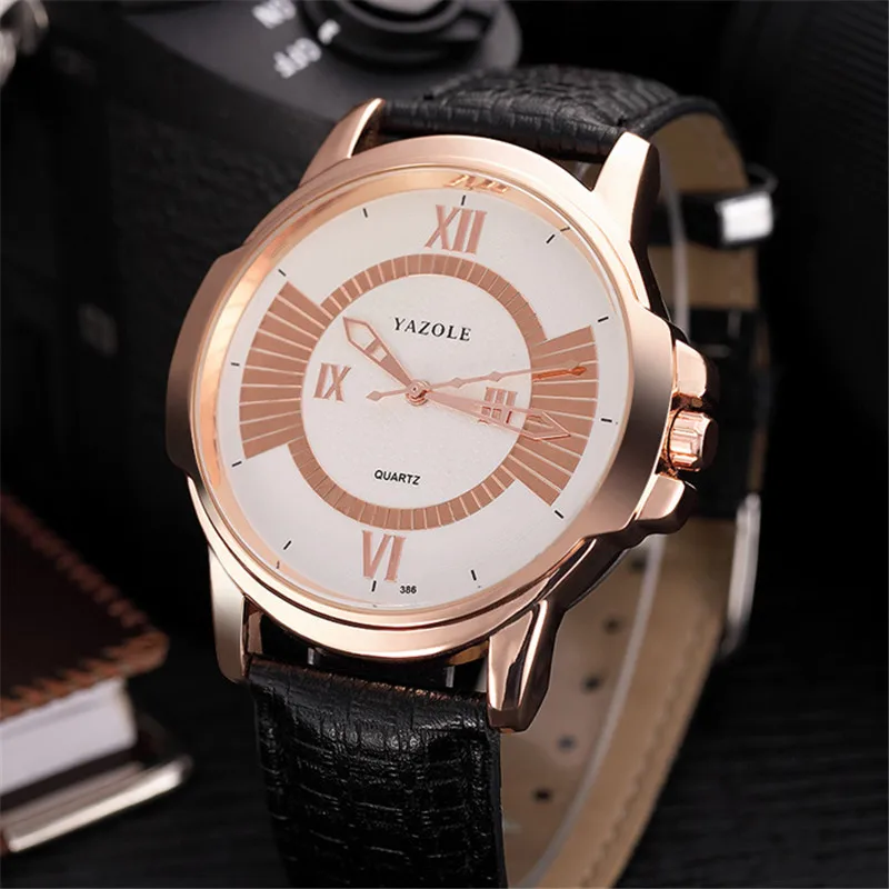 YAZOLE часы отличного качества мужские модные цвета черный циферблат Пряжка Кожа