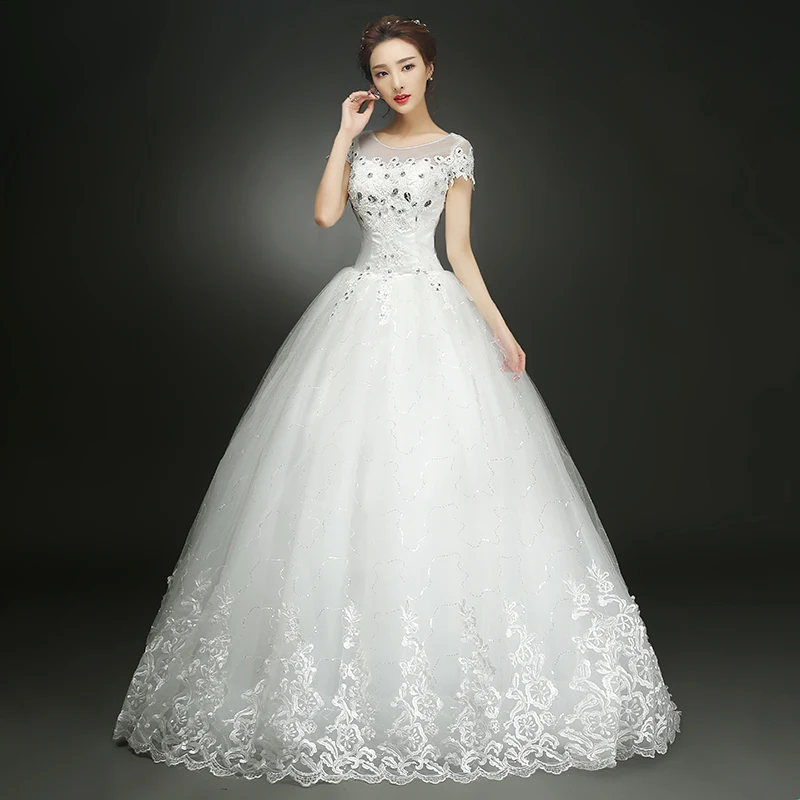 Кружевное свадебное платье с цветочным принтом со шнуровкой сзади|princess ball gown|ball