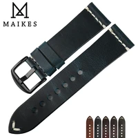 maikes vintage oil wax leather watch band watch accessories bracelet 20mm 22mm 24mm blue watchband watch strap for omega mido