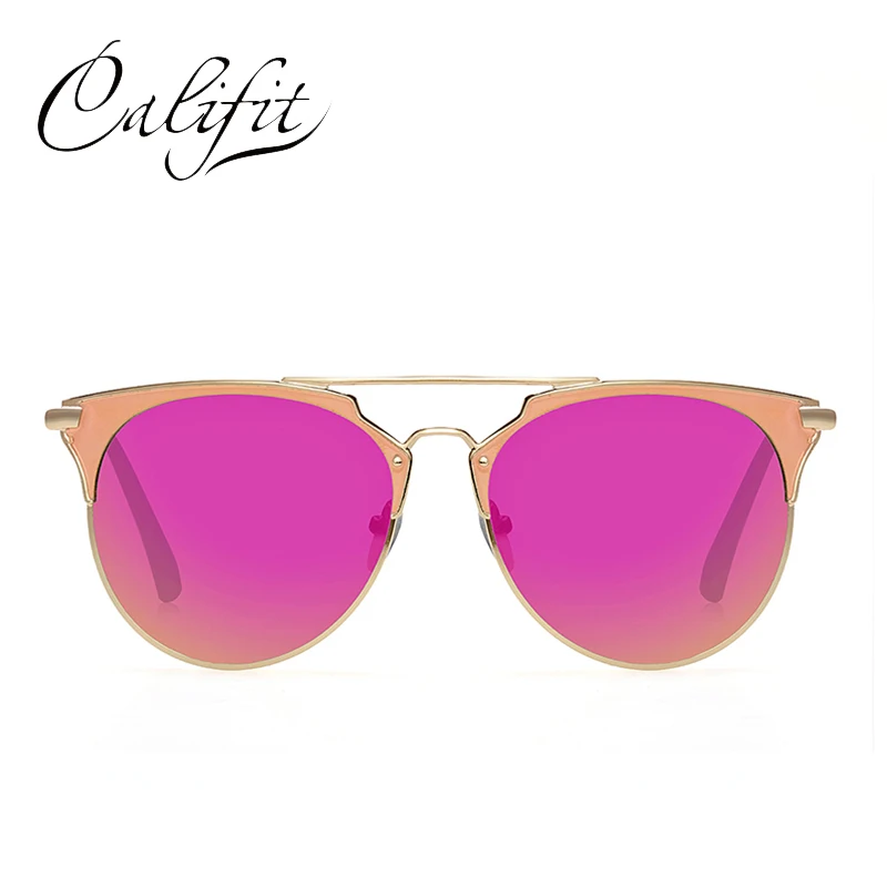 CALIFIT модные трендовые пилотные солнцезащитные очки для женщин с заклепками