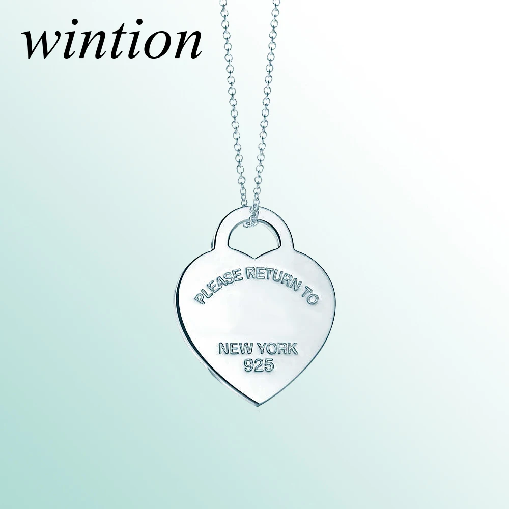 Wintion tiff любовь кулон классический дизайн стиль ожерелье Оригинал 100%