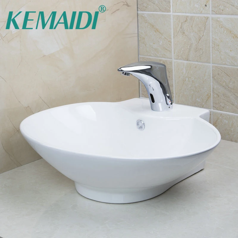 KEMAIDI белые керамические круглые раковины для ванной комнаты столешница