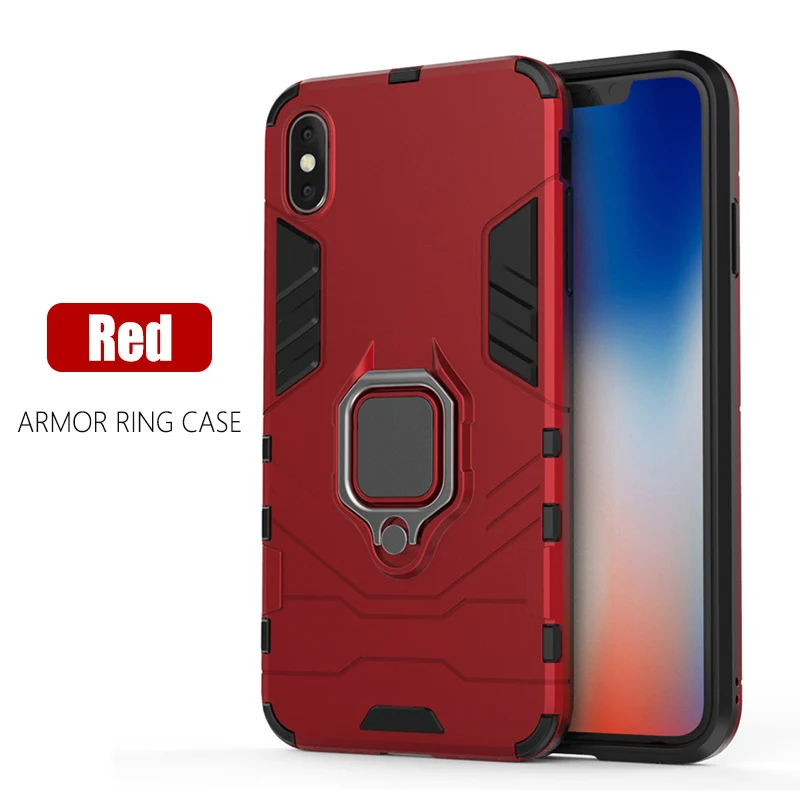 Роскошный чехол с магнитным кольцом для iPhone X Xs XR Max телефона 6 6s 7 P 8 противоударный