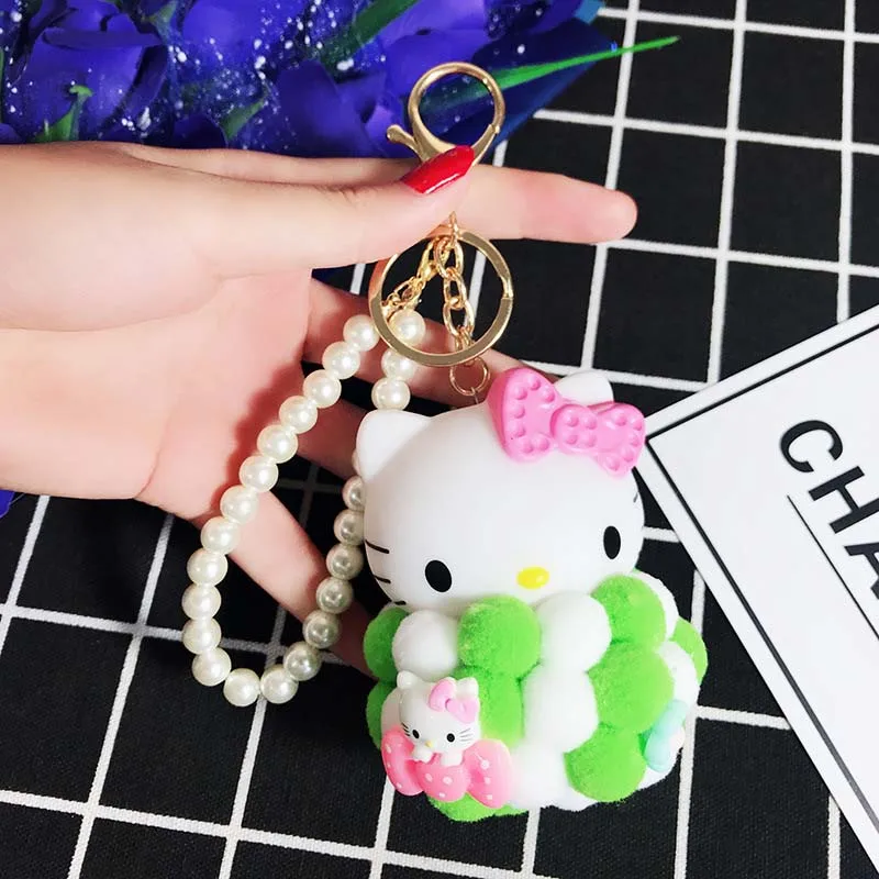 Мультяшный милый плюшевый шар hello kitty, брелки, KT Cat, кольца для ключей сумка, кошелек, Автомобильная подвеска, брелоки, подарочные брелоки, брелоки Porte Clef - Цвет: Type 3