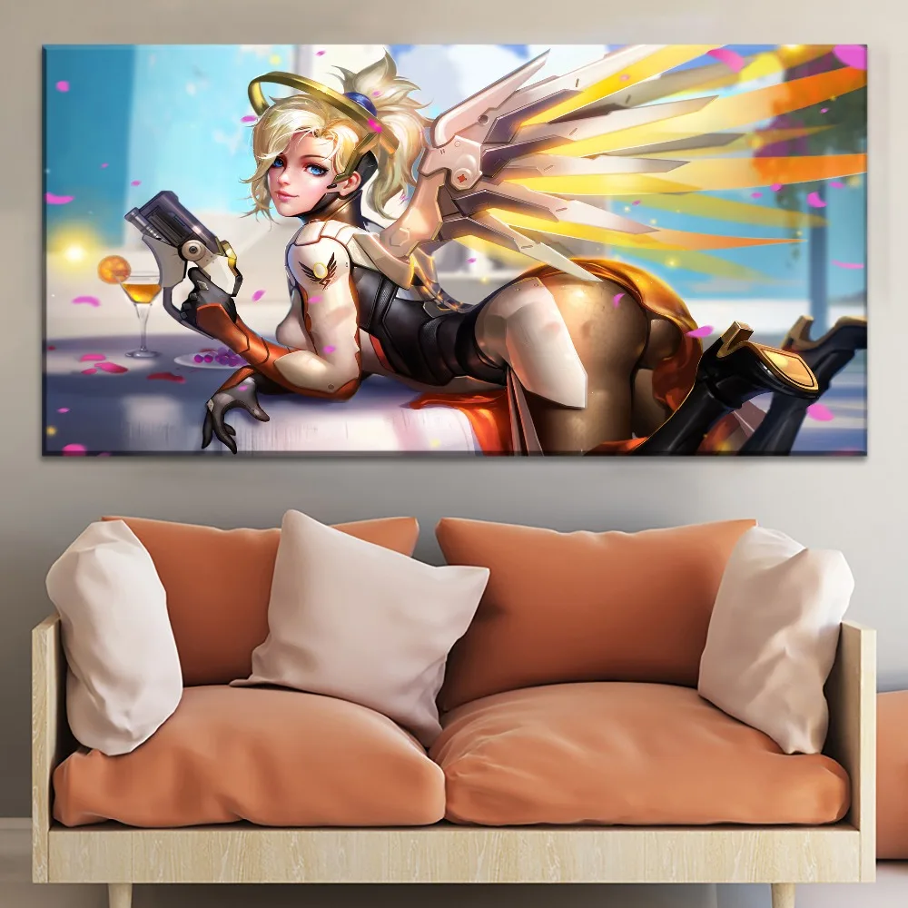 Картина Overwatch с изображением милосердия Современная на холсте печать стене