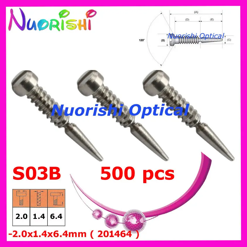 S03B 201464 500pcs 500 шт. или 200 шт. очки пружинным шарниром винты маленькая посылка очки винты для очков 2,0X1,4X6,0/6,4/7,5 мм или 2,0X1,2X6,0 мм - Цвет оправы: S03B 201464 500pcs