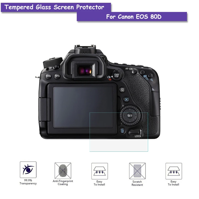 9H Tempered Glass LCD Screen Protector Real Glass Shield Film For Canon EOS 80D amera Accessories