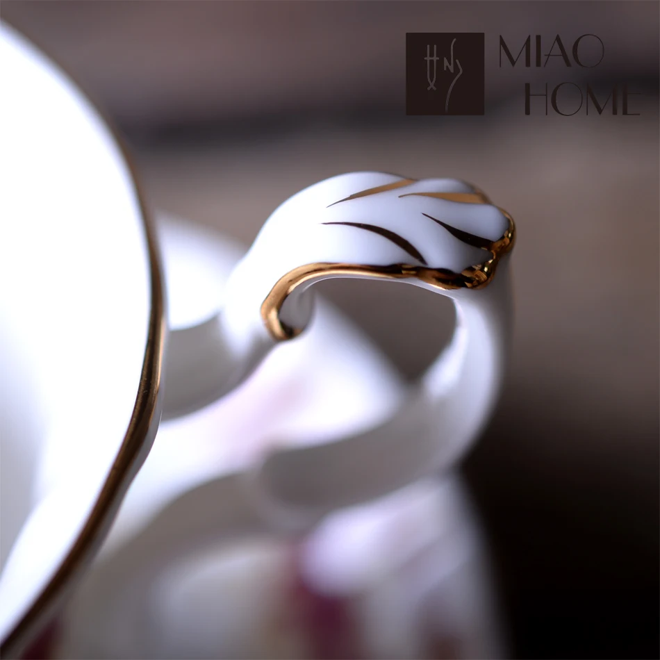 Бесплатная доставка Главная миледи элегантный чашки кофе и блюдце костяной 24 К