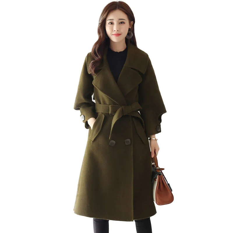 Женское длинное пальто Осеннее/зимнее большого размера|long woolen coat|woolen coatquality coat |