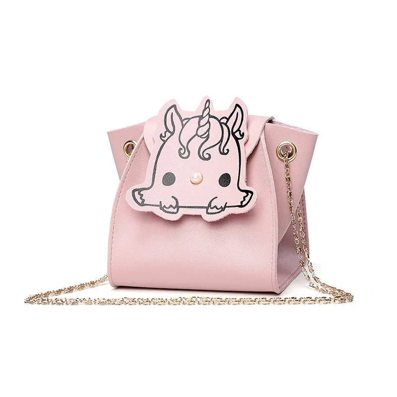 

Hot Sale 2019 new chain bag Cute cartoon unicorn print shoulder bag Lady messenger Bag Small Girl Coin Bag 5 colors