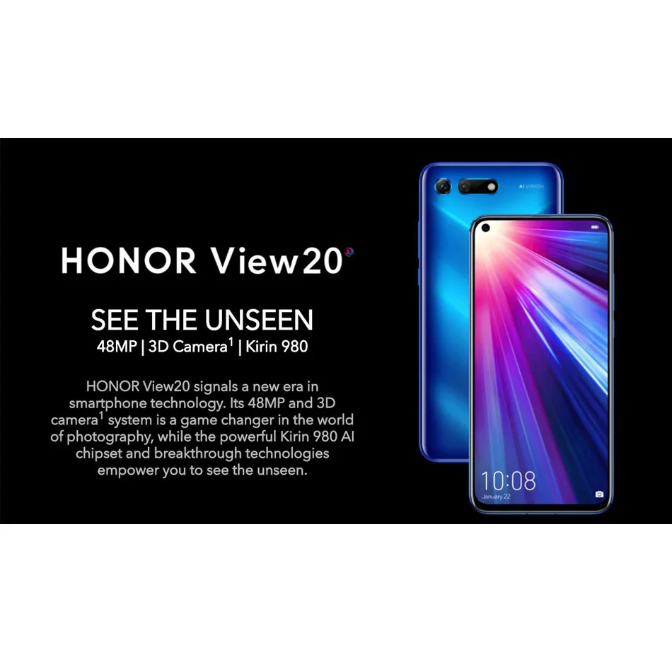 Мобильный телефон Honor View 20 L29 с глобальной версией, 4G LTE, 6,4 дюймов, Восьмиядерный процессор Kirin 980, 8 ГБ, 256 ГБ, 48 МП, 25 МП, 4000 мА/ч, Android 9