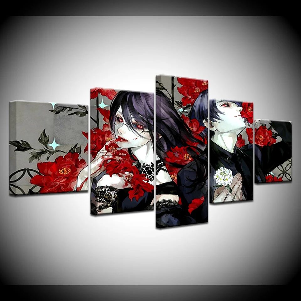 

Modular Painting 5 Panel Horror Anime Wall Art Canvas Painting Home Decor Wall Pictures For Living Room Print Posters Framework