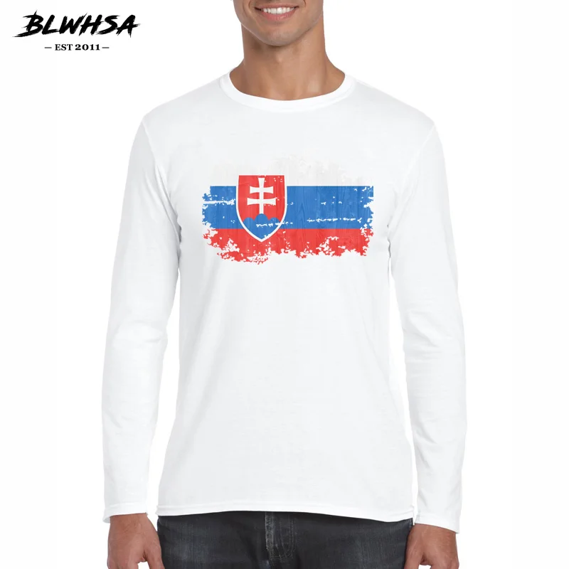 BLWHSA одноцветные большие размеры S 2XL круглый вырез футболки для мужчин с длинным