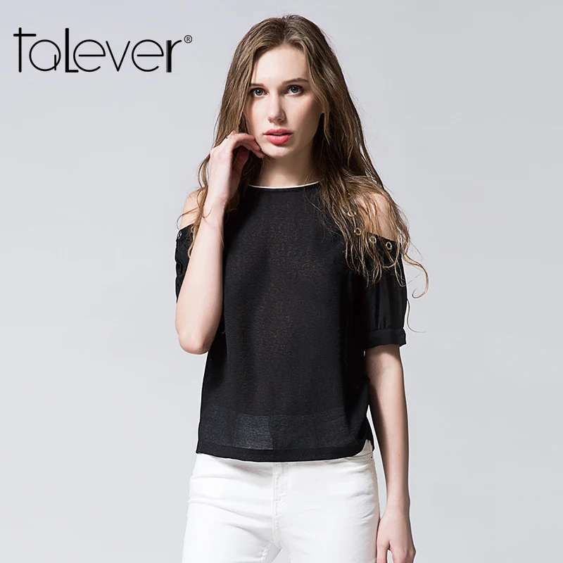 Women Short-Sleeve T-shirt Fashion Brand 2017 Summer Solid Color Chiffon Thin T shirt Female Casual O-Neck Tops Talever | Женская одежда