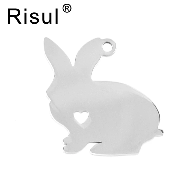 Risul I love my Rabbit hare длинные уши из нержавеющей стали подвеска с сердцем ID щенка