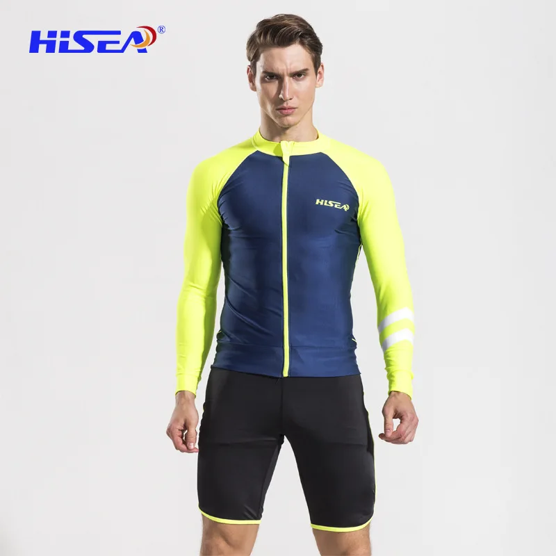 HISEA S070 Мужская Пляжная футболка рашгарды Двухсекционный купальник с длинными