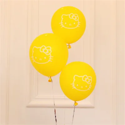 Цвет: желтый 10 шт. 12 дюймов воздушный шар Hello Kitty надувные Мультяшные розовые белые латексные напечатанные шары с днем рождения украшения - Цвет: Цвет: желтый