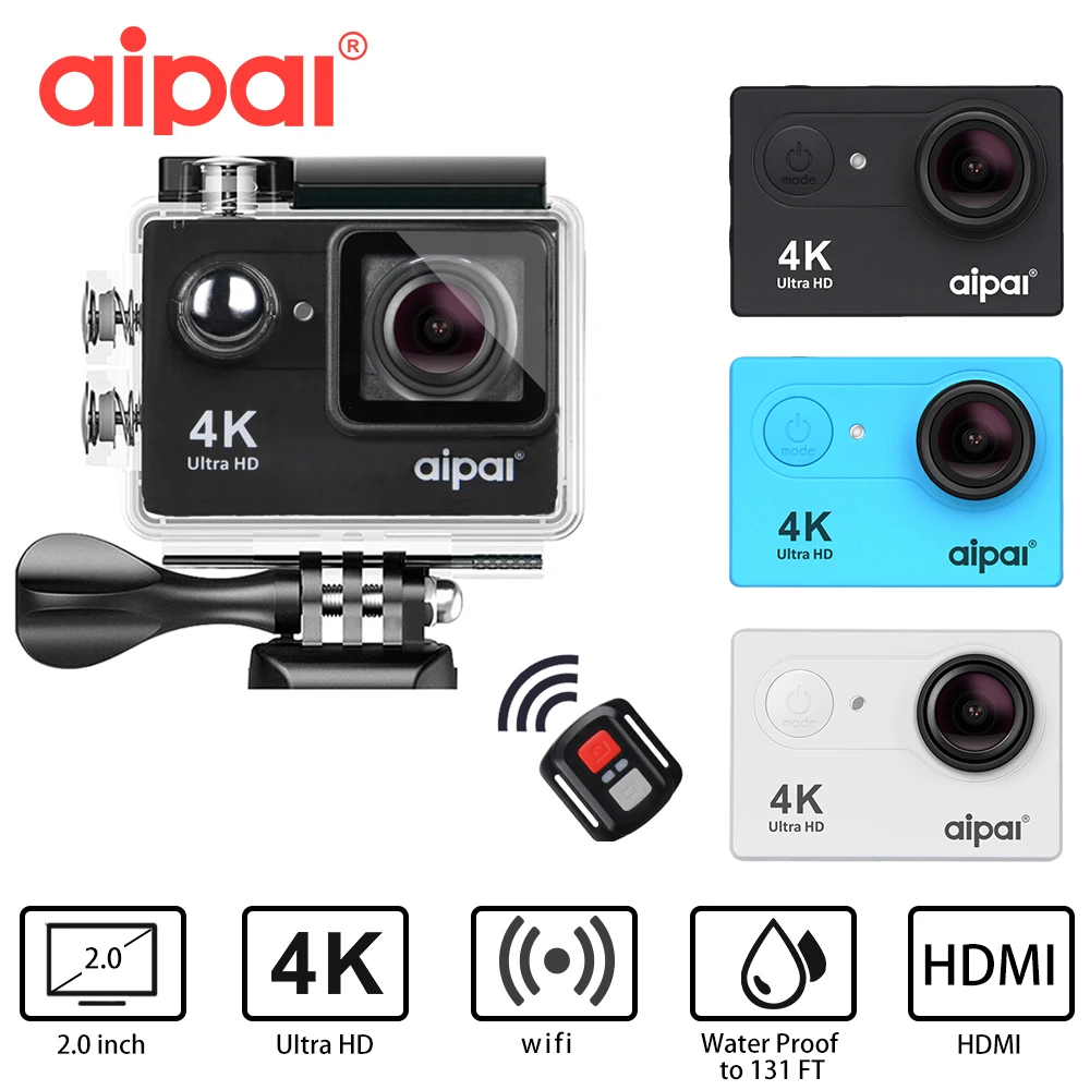 Aipal 4K H9/H9R экшн камера Спорт DV дистанционная Ultra HD 4K/30FPS Wi-Fi 1080P/60FPS 2.0LCD 173D 40