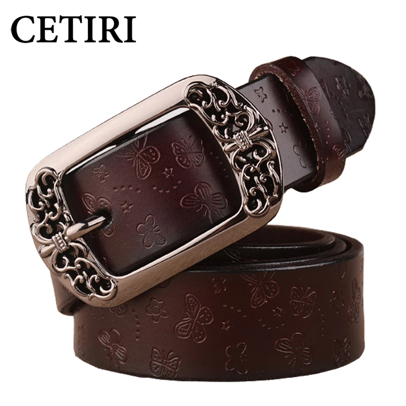 CETIRI ladies leather belt wide leather belt woman luxury jeans belts female top quality straps ceinture femme