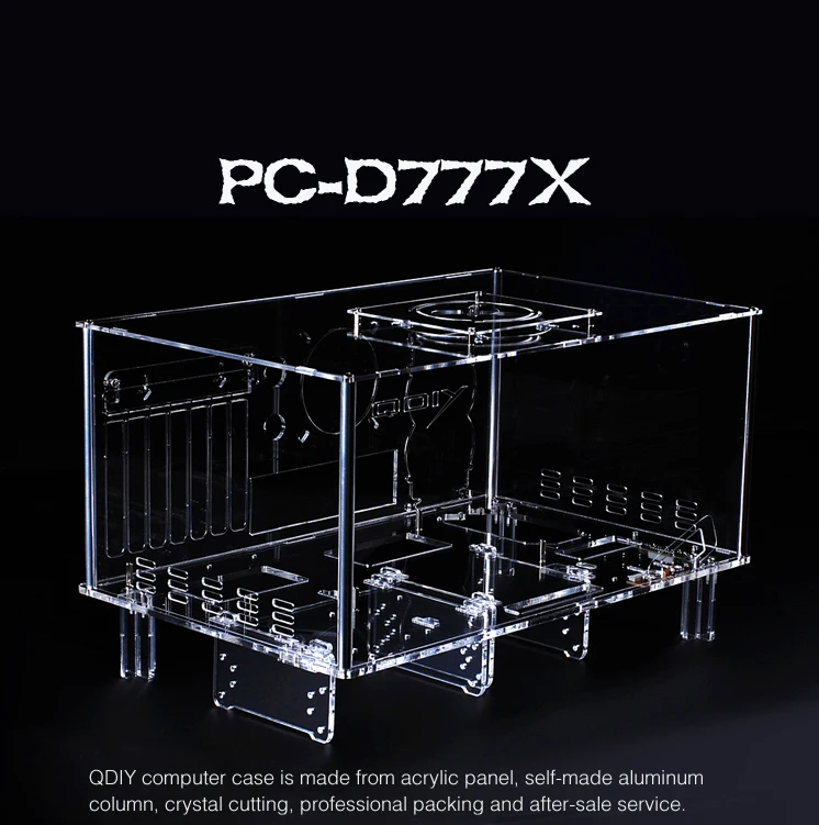 qdiy pc d777xl e atx персонализированные акриловые прозрачный компьютерной настольных