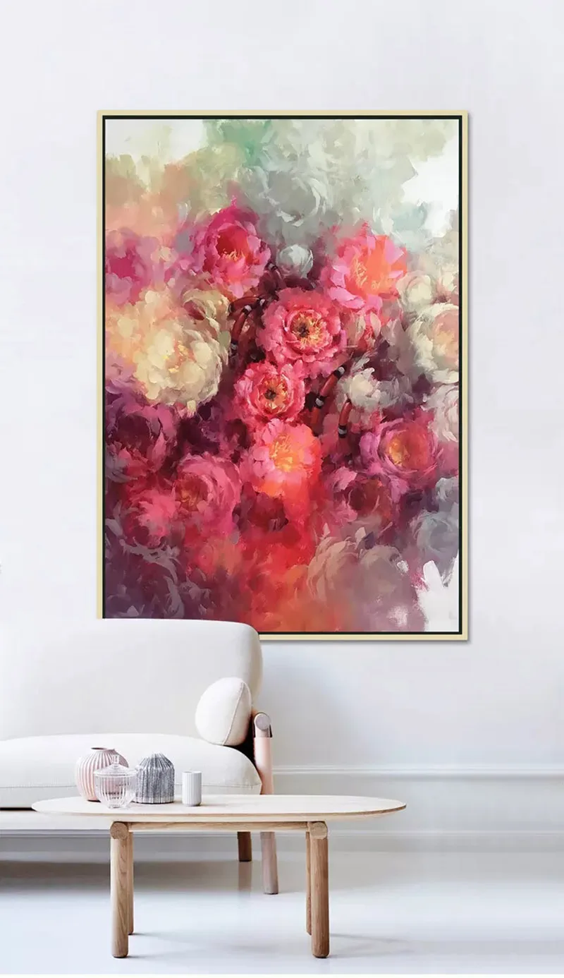 Goodecor Абстрактная живопись на холсте, живопись, красные цветы розы Wall Art Для Гостиная холст с печатью постера фотография картина без рамки