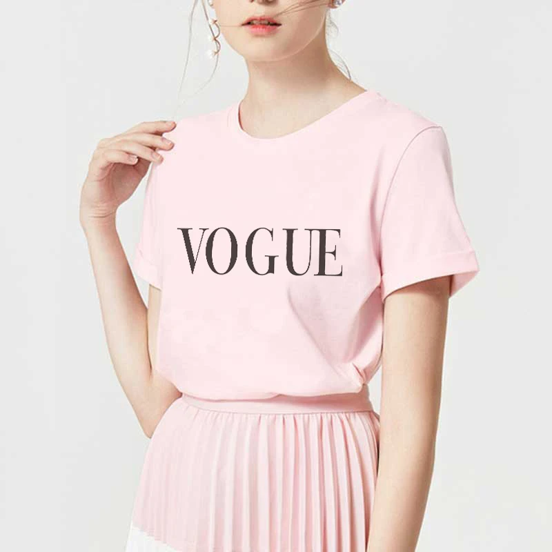 Летняя футболка Harajuku VOGUE с принтом женская коротким рукавом топ повседневная