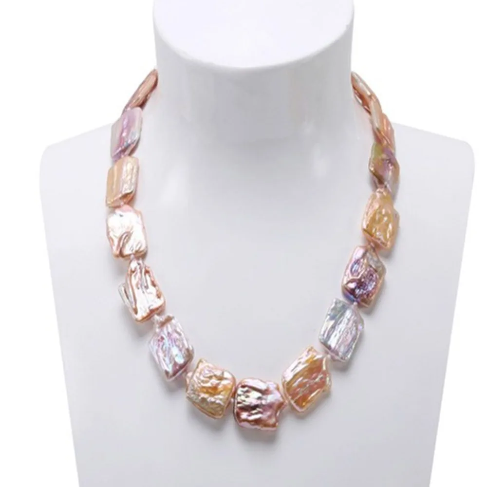 

charming wholesale Classic White&Lavender Baroque Freshwater Cultured Pearl Necklace Party Jewelry Gift AAAA 19"