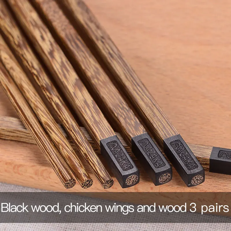 Ebony chicken 3 pair 6 шт. Ebony палочки для еды позолоченные ручной работы из японского натурального дерева палочки для еды набор ценный подарок суши китайская пищевая линия - Цвет: Ebony chicken 3 pair