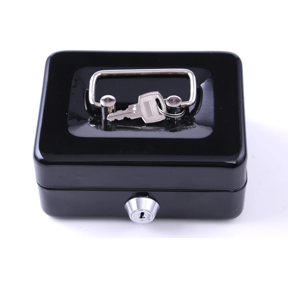 Коробка для наличных сейф маленькая копилка монет металлическая денежная черная