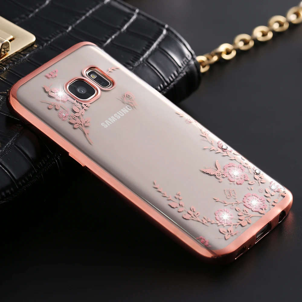 KISSCASE Алмазный чехол для samsung Galaxy A5 A3 A7 2016 роскошный блестящий цветочный Note 5 4 3