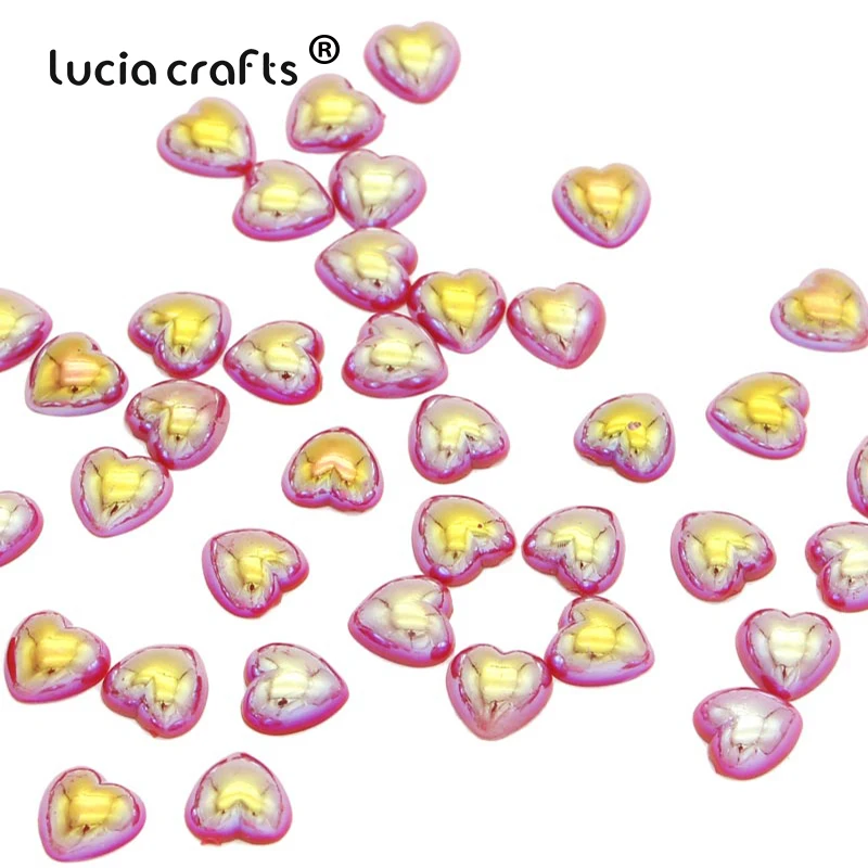 Продажа Lucia Crafts 100 шт. 10 мм бусины в форме сердца из АБС пластика с плоской обратной